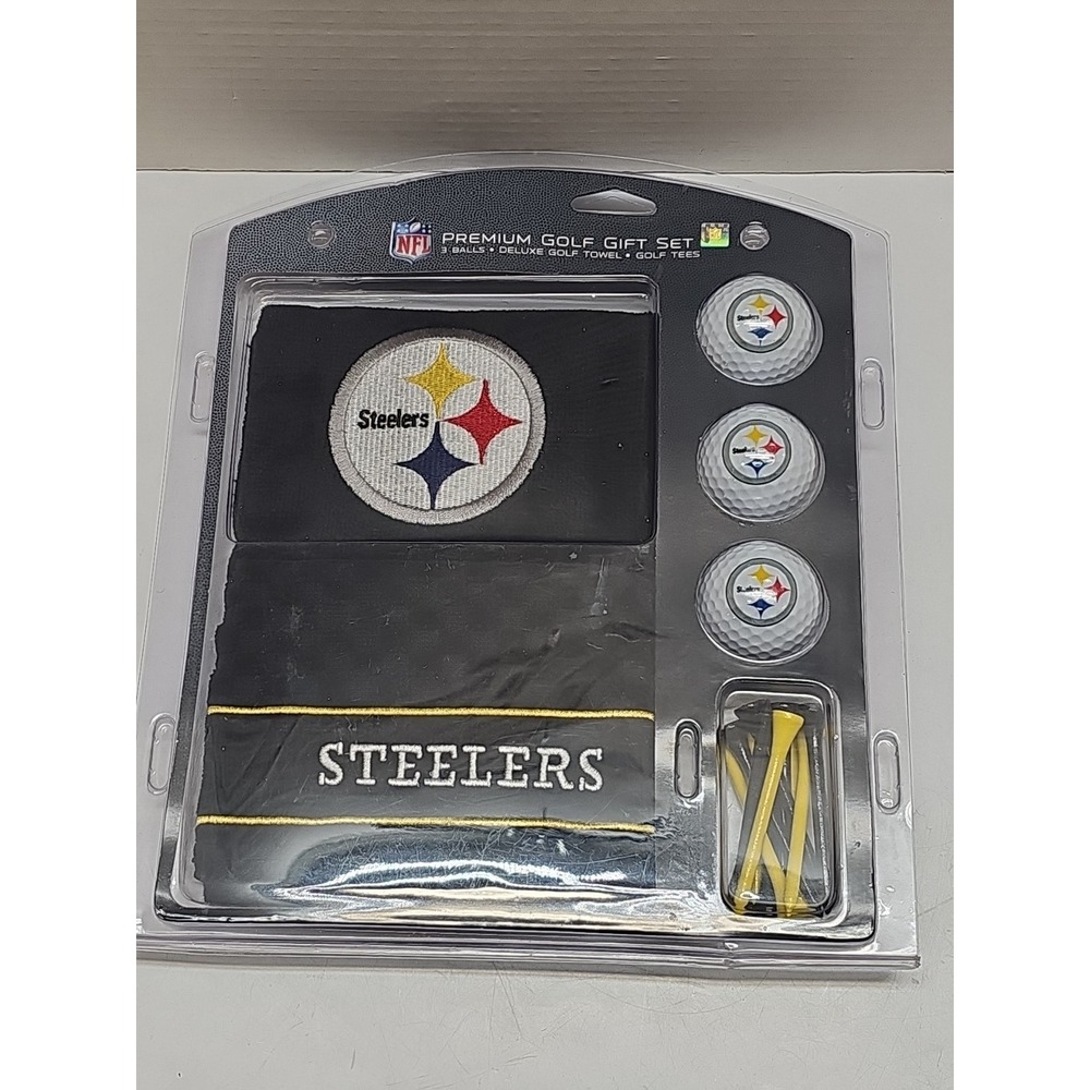 Pittsburgh Steelers Golf Gift Set with Deluxe Towel & 3 Balls & Tees - NEW
